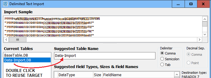 DelimitedTextImport-ReuseTarget